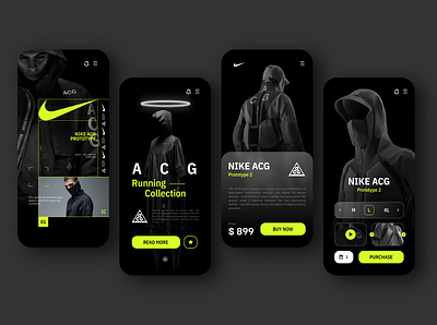 Nike ACG UI Concept app app design app ui clothing fashion futuristic nike acg shop app shopping shopping ui techwear ui ui concept uxui