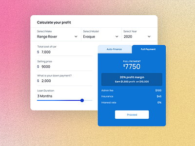 Car Loan Calculator design ui ux