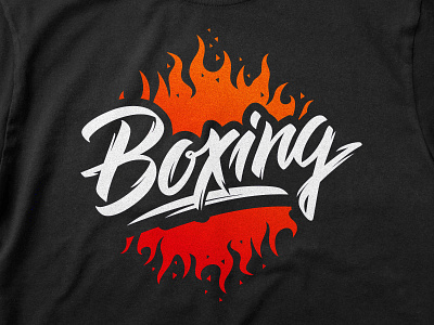 Boxing calligraphy design flame illustration lettering logo sport t shirt