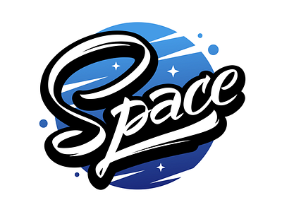 Space illustration lettering print space vector