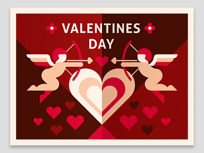 Valentines Day 14 february angel card cupid geometric heart illustration love romantic valentine valentines day vector