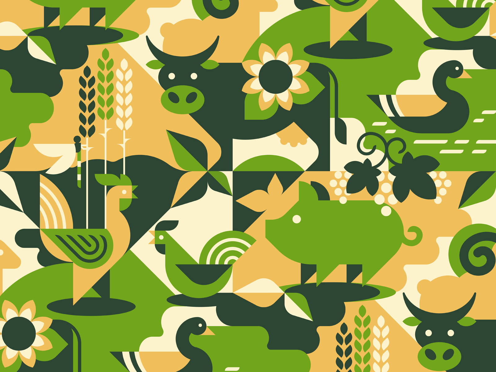 Farm animals seamless pattern by Alexey Boychenko on Dribbble
