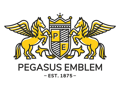 Pegasus emblem crown heraldry pegasus shield tape