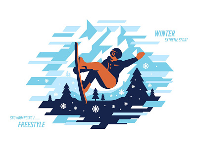 Snowboarding freestyle illustration