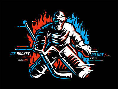 Ice Hockey Print Design With Glitch Effect