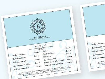 Price list cards for Baxter ink