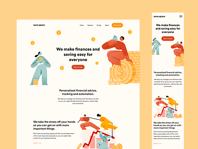 FinTech Website Exploration illustration responsive web design ux ui webdesign