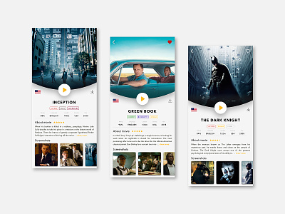 Detail screen of new Movie App app appdesign application clean concept films flat flatdesign icon illustration iphone mobile app mobile design movie app movies sketch user interface ux ui vector
