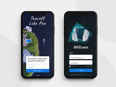 Travel Like Pro - Mobile App app application branding desginer design designs iphone login page sign up sketch sketchapp travel travelling ui user interface ux vector