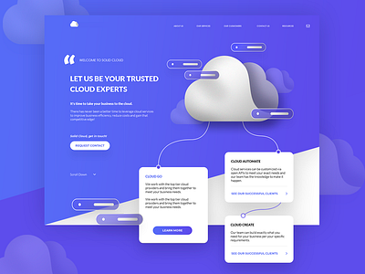 Landing page blue business cloud design fresh gradient illustration landing page main page minimal server ui ux website