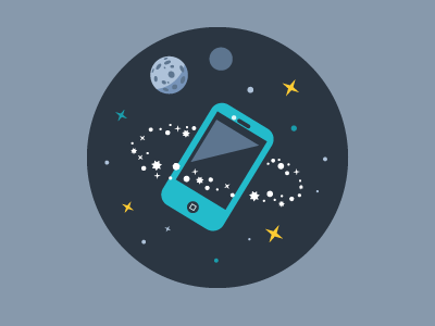 Services Badges — Mobile Design device flat hatchers illustration iphone mobile planet space star vector