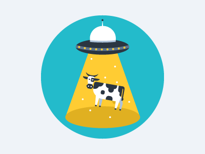 Services Badges — Content Management aliens content cow flat flying saucer hatchers illustration management space spaceship vector