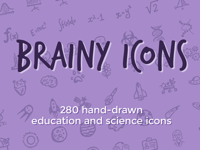 Brainy Icons doodle education free freebie hand-drawn icons school science scientist sketch space ui