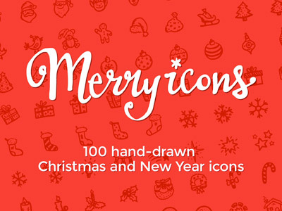 Merry Icons Logo calligraphy christmas hand drawn icons lettering logo typo xmas