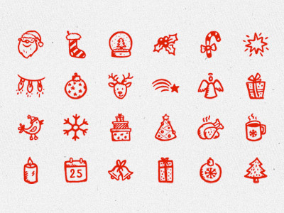 Merry Icons christmas doodle hand-drawn holiday icons new year santa sketch snowflake xmas