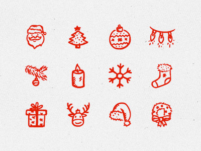 Merry Icons Free christmas doodle free freebie hand-drawn holiday icons new year santa sketch snowflake xmas