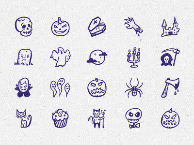 Spooky Icons — hand-drawn Halloween icons doodle ghost halloween hand-drawn hand-drawn icons holiday icons pumpkin scary sketch vampire
