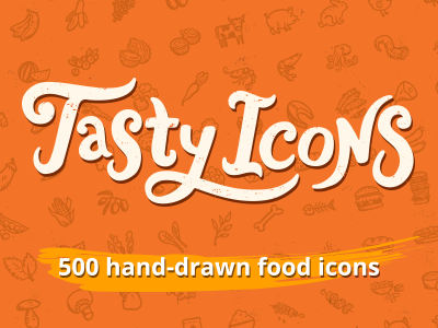 Tasty Icons Logo – hand-drawn food icons calligraphy food food icons hand-drawn hand-drawn icons hand-drawn vectors handdrawn kitchen lettering logo restaurant