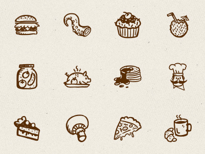 Tasty Icons – 500 hand-drawn food icons doodle food food icons hand-drawn hand-drawn icons hand-drawn vectors handdrawn kitchen restaurant sketch