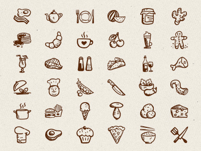 Tasty Icons Free – 36 hand-drawn food icon food food icons free free icons freebie hand-drawn hand-drawn icons hand-drawn vectors handdrawn restaurant