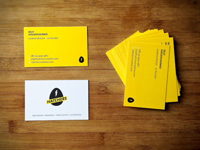 Hatchers business cards black branding business card hatchers identity yellow