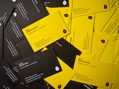 Hatchers business cards black branding business card hatchers identity yellow