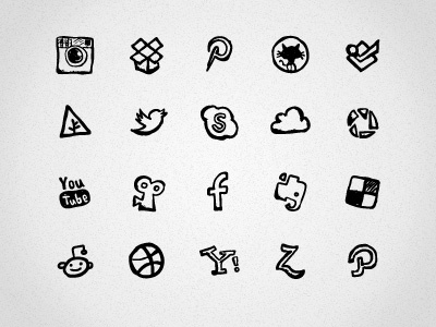 Hand Drawn Social Media Icons by Hatchers on Dribbble