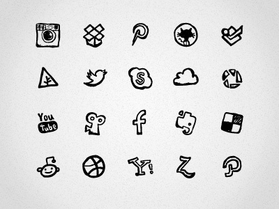 Hand Drawn Social Media Icons black facebook foursquare gui hand drawn hatchers icons ink instagram network pen sell sketch social twitter uix web