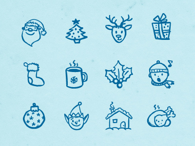 Hand-drawn Christmas Icons black christmas doodle hatchers holiday icons ink pen santa sketch