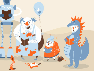 November Illustration autumn blue characters choir graphics hatchers illustration orange singing song vector