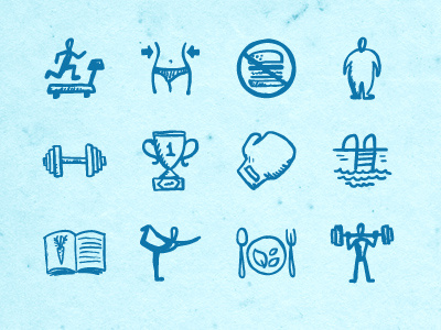 Hand-drawn Fitness Icons black doodle fitness hatchers health icons ink pen sketch sport