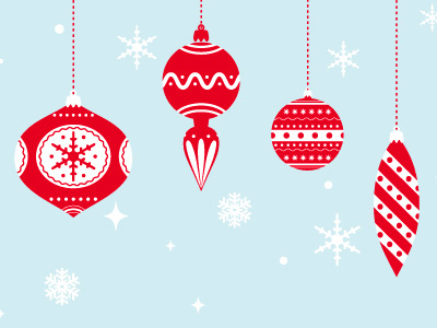 Christmas Card 05 ball blue christmas gift graphic hatchers illustration present red santa xmas