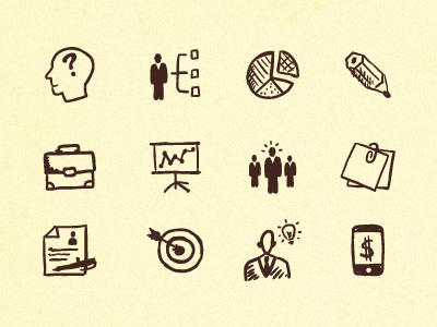 Hand-drawn Business and Office Icons black business doodle hatchers icons ink management marketing office pen sketch strategy