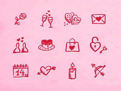 Hand-drawn St. Valentine's Day Icons