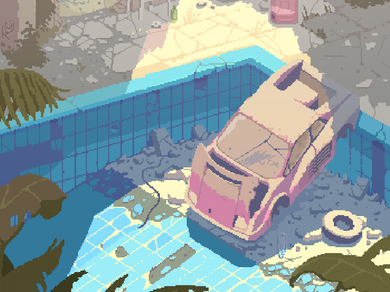 Abandoned swimming pool - Pixel art abandoned art car east ferrari middle orient oriental pixel pixel art pixel artist romain courtois