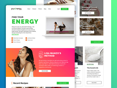 Health & Wellness website layout bright fitness gradient homepage ui webdesign