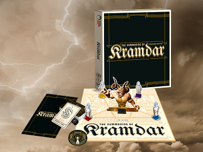 The Summoning of Kramdar - Tabletop game 3d modeling board game illustraion kickstarter tarot typogaphy