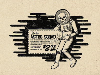 Join the Astro Squad advertisment comic raygun skull space vintage