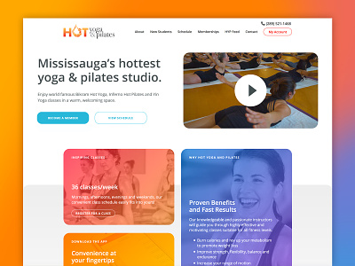 Hot Yoga & Pilates Home UI break the grid fitness gradients pilates web design yoga