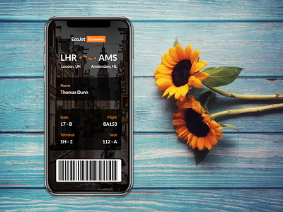 Boarding Pass concept amsterdam bar code boarding pass daily 100 dailyui mobile app