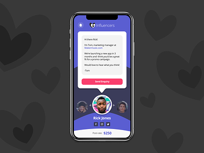 Mobile contact form - Daily UI challenge contact form daily ui daily ui challenge influencer app mobile app mobile contact form