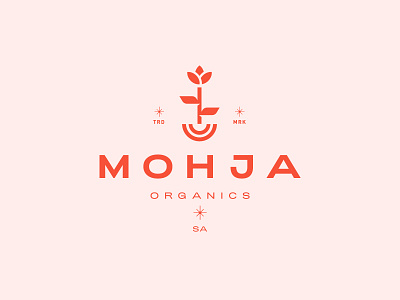 MOHJA brand branding cosmetic cosmetic logo flower flower logo identity lineart logo logomark makeup minimal monogram orange organic pink red typography