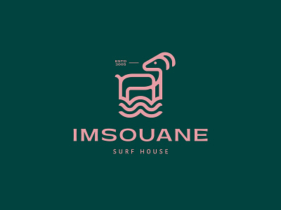 IMSOUANE animal animal logo beaches brand branding goat goat logo green identity logo logomark mark minimal monogram pink sport surf surfing typography waves