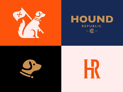 Hound Republic animal badge branding dog face identity lockup logo logomark minimal pet typography