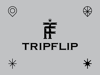 TRIPFLIP adventure branding dopamine hiking location logo minimal mountain sun traveling trip typography