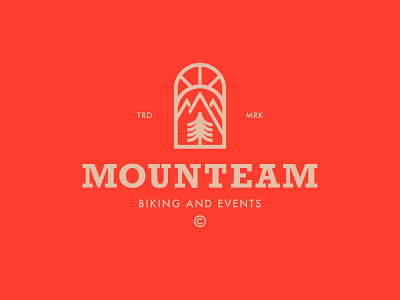 Mounteam biking branding logo logomark mountains nature outdoorks slab sports sun tree typography