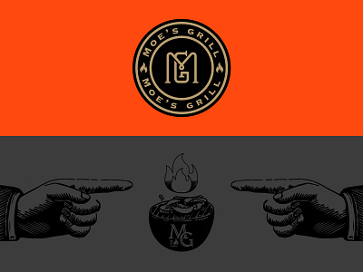 Moe's grill. branding cow fastfood fresh grill identity illustration logo logomark minimal typography