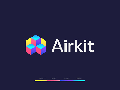 Airkit 3d blocks branding code icon identity logo logomark startup tech