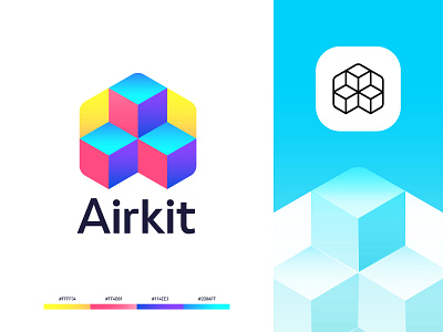 Airkit. 3d air blocks branding code icon identity kit logo logomark startup tech