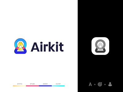Airkit blocks branding circle code colorful identity logo logomark minimal person target tech triangle user